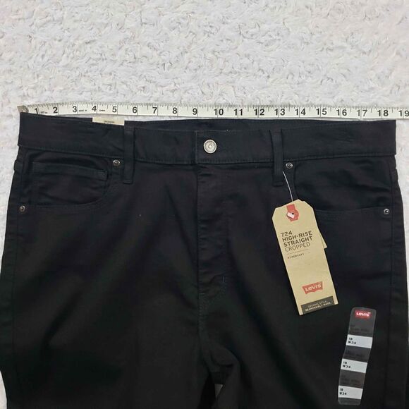 Levis 724 High Rise Straight Cropped Black Jeans - Picture 10 of 11
